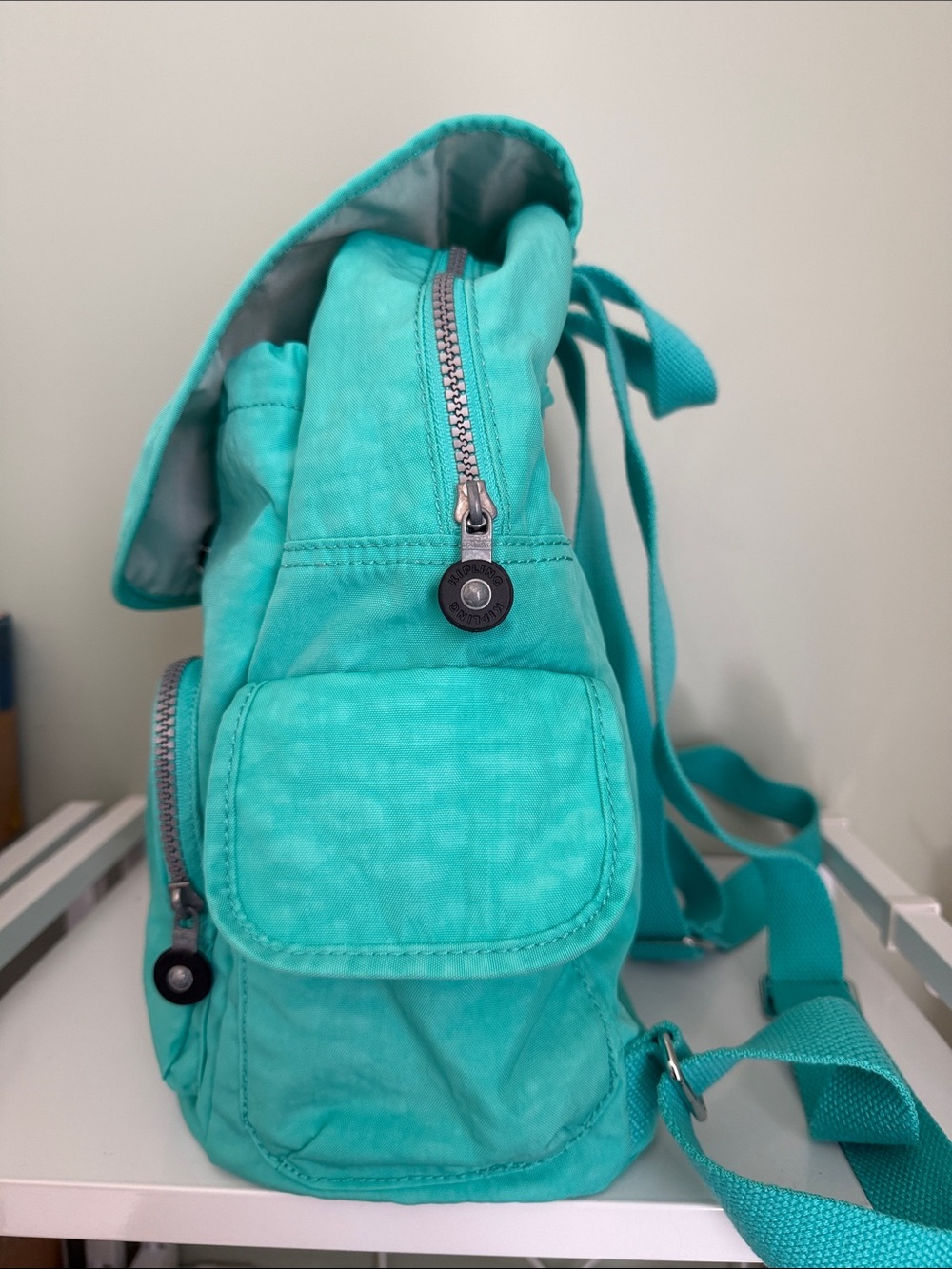 Kipling Turquoise Drawstring Backpack Shoulder Bag - Picture 4 of 6